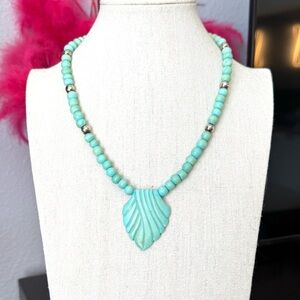 Vintage Turquoise Leaf Pendant Necklace